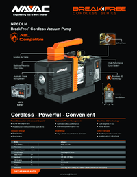 Thumbnail of document Data Sheet - NP6DLM BreakFree Cordless Vacuum Pump